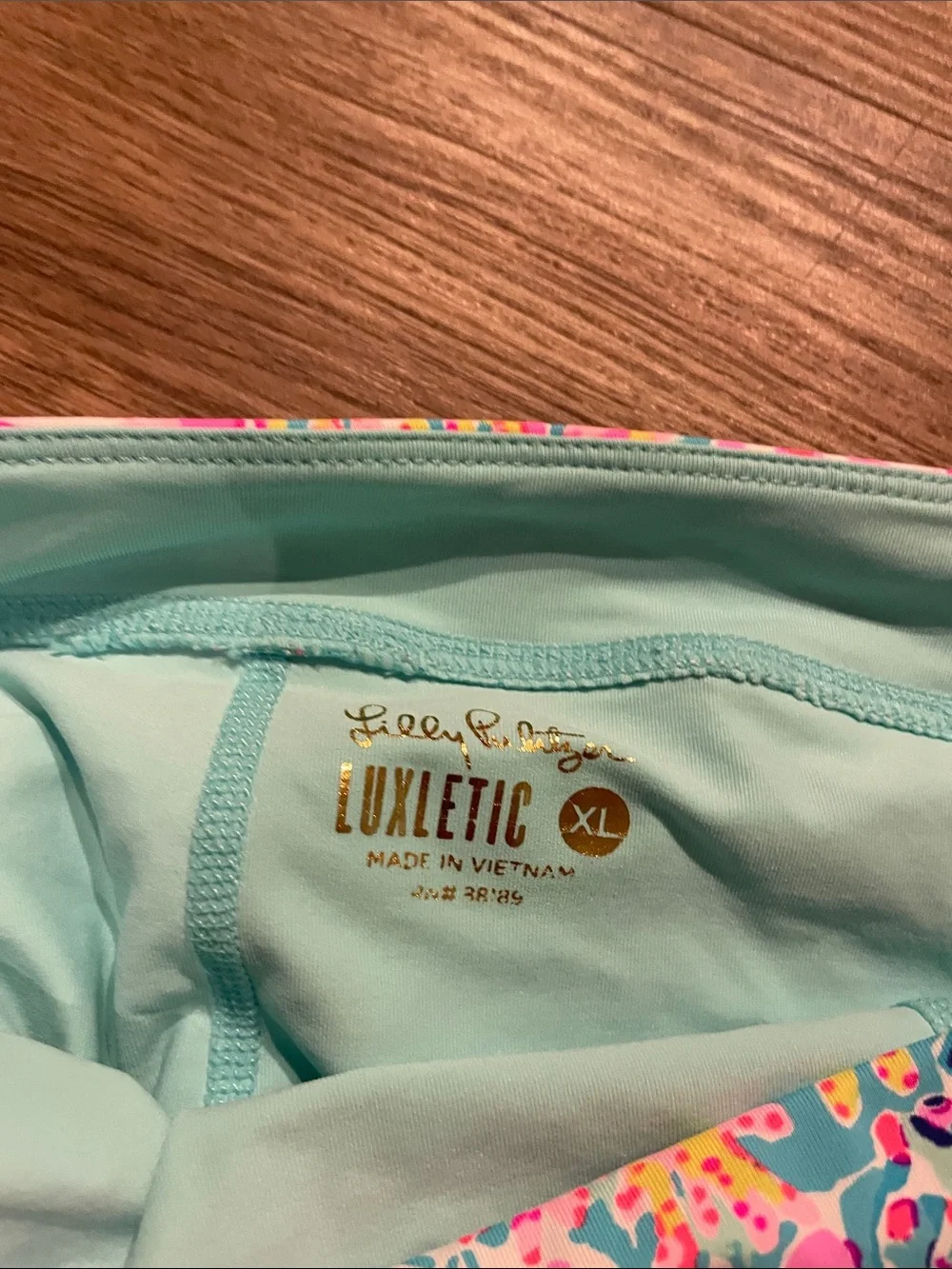 Lilly Pulitzer Light Aqua Swim Bottoms with Multicolor Floral Trim